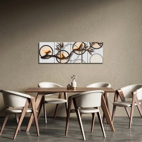 Tablou artistic - Păsărele pe creangă (cu ceas) (90x30 cm)