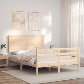 3195191 vidaXL Cadru de pat cu tăblie, dublu mic, lemn masiv
