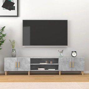 Comoda TV, gri beton, 180x31,5x40 cm, lemn prelucrat
