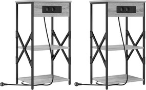 vidaXL Dulap de noapte 2 pcs Gri Sonoma 41 x 31 x 76 cm Lemn compozit