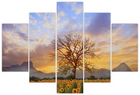 Tablou - Peisaj cu floarea soarelui (150x105 cm)