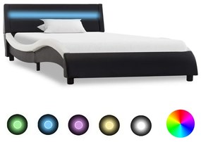 285686 vidaXL Cadru de pat cu LED, negru și alb, 120x200 cm, piele ecologică