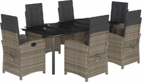 vidaXL Set mobilier de grădină cu perne, 7 piese, gri, poliratan