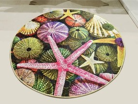 Covoras baie ESTRELLA, 100x100 cm, forma rotunda, poliester, multicolo
