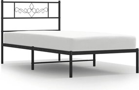 vidaXL Cadru pat metalic cu tăblie, negru, 90x200 cm