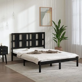 3105599 vidaXL Cadru de pat, negru, 120x200 cm, lemn masiv de pin