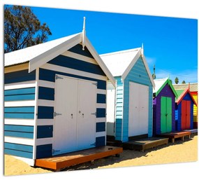 Tablou pe sticlă - Plaja Brighton, Melbourne, Australia (70x50 cm)