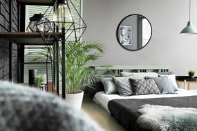 Rotunda oglinda dormitor cu rama neagra fi 100 cm
