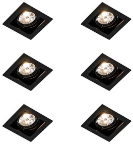 Set de 6 spoturi reglabile incastrate pătrate negre - Artemis 70
