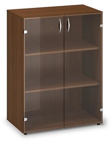 Dulap mediu din sticlă ProOffice 80 x 45,8 x 106,3 cm, nuc
