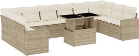 vidaXL Set canapele de grădină cu perne, 11 piese, bej, poliratan