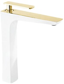 Mexen Indus baterie înaltă de chiuvetă, Albă/Aurie - 744610-25