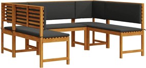 vidaXL Set de Bănci pentru Grădină 5 pcs Maro Lemn Solid de Acacia