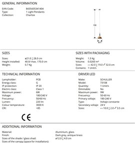 Pendul LED modern design decorativ Charlize 1L BRONZE
