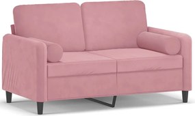 vidaXL Canapea cu 2 locuri cu pernuțe, roz, 120 cm, catifea