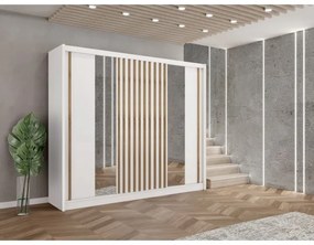 Dulap SANTINO cu oglindă 250x215 cm alb/stejar craft