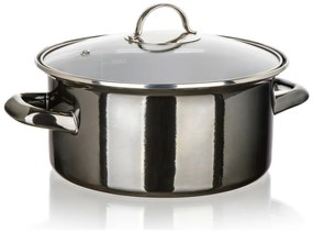 Banquet Oală emailată METALLIC Black 22 cm, 3,7 5l, cu capac, 22 cm