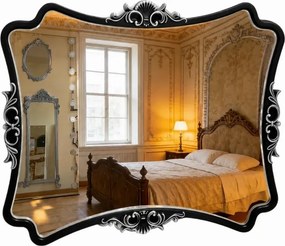 RESIGILAT- Oglindă decorativă de perete, ramă negru-argintiu antichizată, 60x80 cm