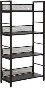 Etajera RAW R5, negru, PAL laminat/metal, 60x28x154 cm