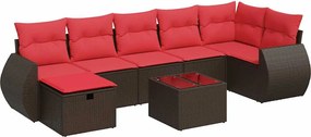vidaXL Set canapele de grădină cu perne, 8 piese, maro, poliratan