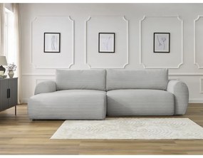 Colțar gri deschis extensibil cu tapițerie din catifea reiată (cu colț pe partea stângă ) Lucien – Bobochic Paris