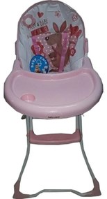 Scaun de masa pentru copii si bebe Baby Care™ ,pliabil, centura de siguranta, sezut comfortabil, masuta detasabila, Roz