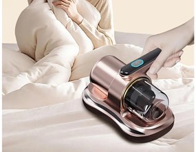 Aspirator portabil fără sac pentru acarieni cu filtru antialergic și lumină UV - bronz