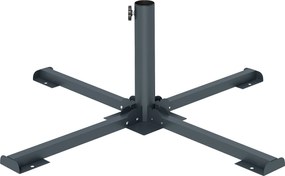 Outsunny Bază Pliabilă în Formă de Cruce pentru Umbrele de 38 mm și 48 mm, Suport Metalic Rezistent pentru Brazi de Crăciun, Umbrele de Grădină, Patio, Plajă, Gri Închis | Aosom Romania