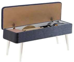 Masă de sufragerie extensibilă cu 2 scaune și bancă Vlasta (alb + albastru închis). 1073069