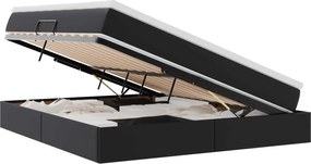 vidaXL Pat cu saltea și spațiu de depozitare Negru 160 x 200 cm