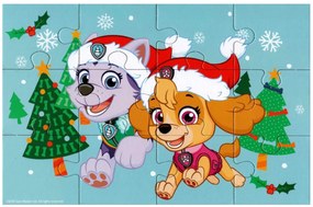 Puzzle pentru copii 4 în 1 PAW PATROL si bradul de Craciun, 19x29 cm