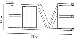 Raft de perete din lemn  Homs Home, 75 x 8 x 27 cm, maro