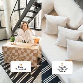 Canapea bej extensibilă cu tapițerie din țesătură bouclé 180 cm Bloom – TemaHome