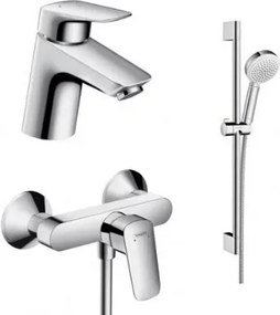 Set baterii Hansgrohe Logis 70 lavoar dus si set dus crom lucios