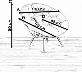 Fotoliu tapitat cu stofa si picioare metalice,rotund,homs,seria B-120,20014