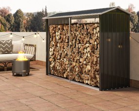 Outsunny Suport de Lemne cu Structură din Oțel Galvanizat 240x86x160cm Negru | Aosom Romania