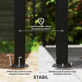 Outsunny Pergolă de Grădină cu Copertină Rezistentă la Apă, Cadru Metalic și Orificii de Drenaj, 248x298x200/250 cm, Alb | Aosom Romania