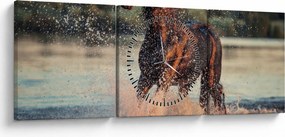 Tablou - Cal care aleargă (cu ceas) (90x30 cm)