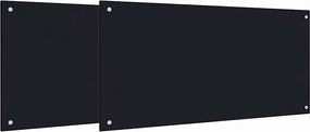 vidaXL Panou de bucătărie 2 pcs Negru 100 x 50 cm sticlă securizată