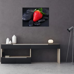 Tablou pe sticlă - căpșună (70x50 cm)