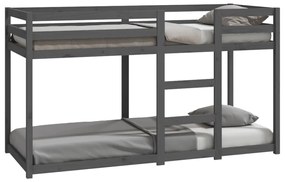 821661 vidaXL Pat supraetajat, gri, 75x190 cm, lemn masiv de pin