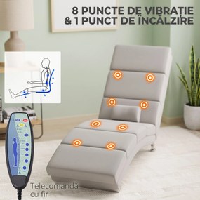 HOMCOM Fotoliu de Masaj cu 8 Puncte de Vibrație și Încălzire, 5 Moduri, Timer și Telecomandă, Alb Crem | Aosom Romania