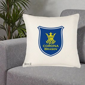 Perna Personalizata Corona Brasov Fotbal, 40x40 cm, Crem Reliefat, Husa Detasabila, Perna Inclusa, BEKZ®