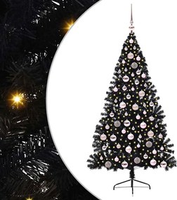 vidaXL Pom de Crăciun artificial pre-iluminat Negru 180 cm PVC