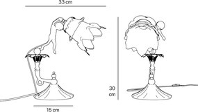 Veioza din alama cu abajur din sticla Putti