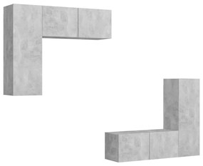 3079109 vidaXL Set de dulapuri TV, 4 piese, gri beton, lemn prelucrat