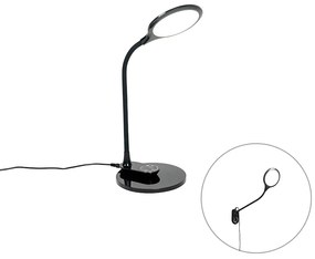 Lampă de masă și de perete neagră cu LED cu dimmer tactil - Joni