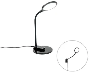 Lampă de masă și de perete neagră cu LED cu dimmer tactil - Joni