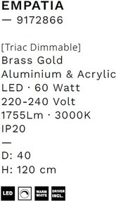 Lustra LED suspendata design circular EMPATIA D-60/40cm aurie