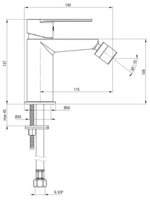 Deante BGA_030M - Baterie pentru bideu ALPINIA crom lucios